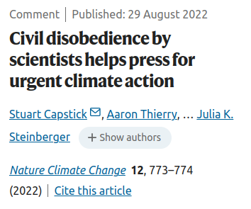 Civil disobedience by scientists helps press for urgent climate action