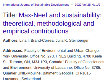 Max-Neef and sustainability